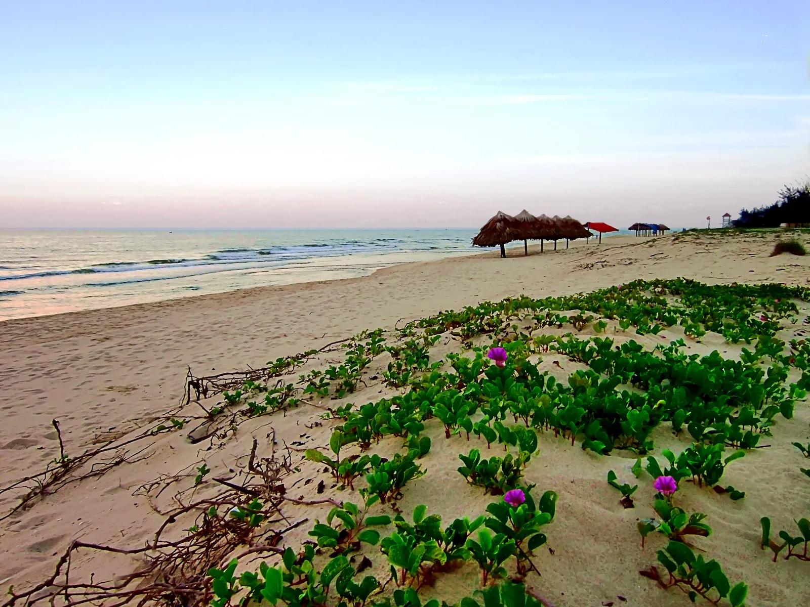 Spiaggia di Nhat Le a Dong Hoi La spiaggia di Nhat Le al tramonto sulla costa di Quang Binh, Vietnam