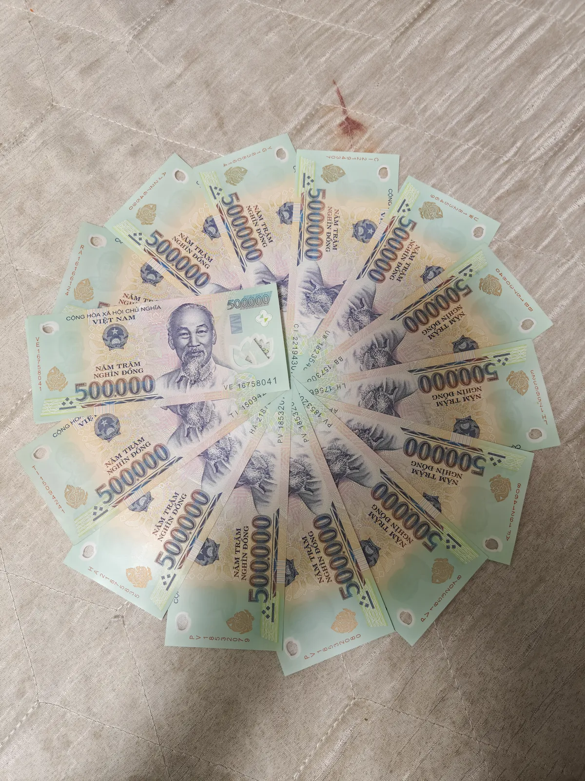 Banconote da 500.000 dong vietnamiti Soldi in Vietnam: banconote da 500.000 dong vietnamiti disposte a ventaglio